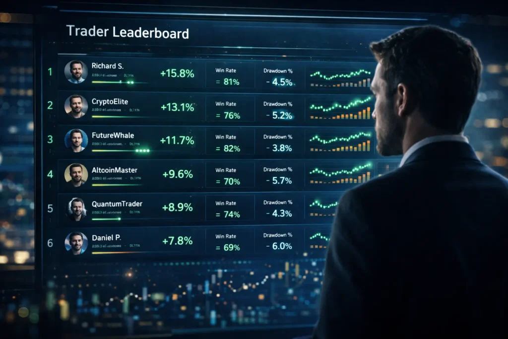 crypto copy trading dashboard interface